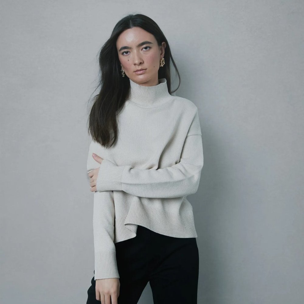 Oak and Fort White Turtleneck sweater